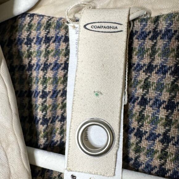 Compagnia Made In Italy Size 40 US 4 100% Leather Jacket Blazer Wool Lined Tweed - Picture 6 of 8